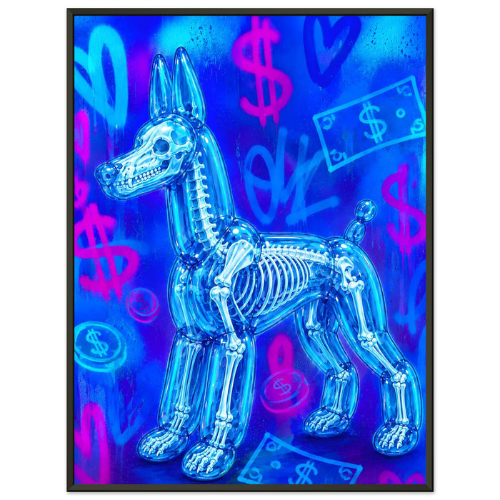 ICON BALLOON DOG – Aqua Blue – Gerahmtes Poster (Metallrahmen)