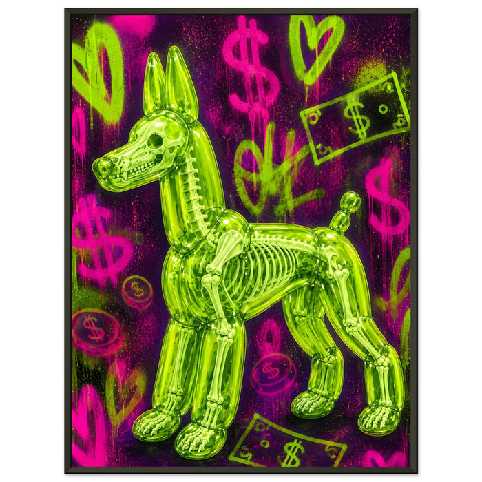 ICON BALLOON DOG – Acid Lime – Gerahmtes Poster (Metallrahmen)