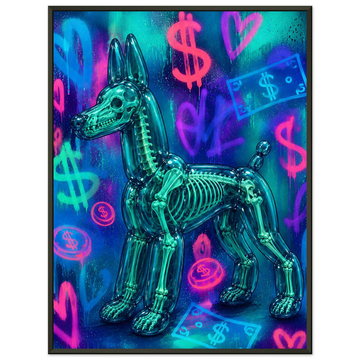 ICON BALLOON DOG – Teal Glow – Gerahmtes Poster (Metallrahmen)