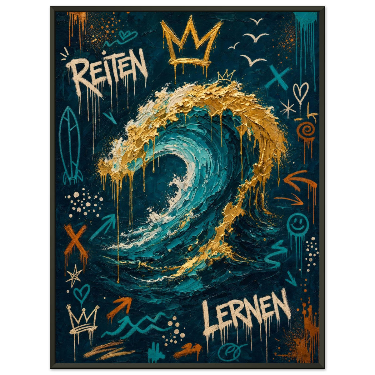Reiten lernen – Gerahmtes Poster (Metallrahmen)