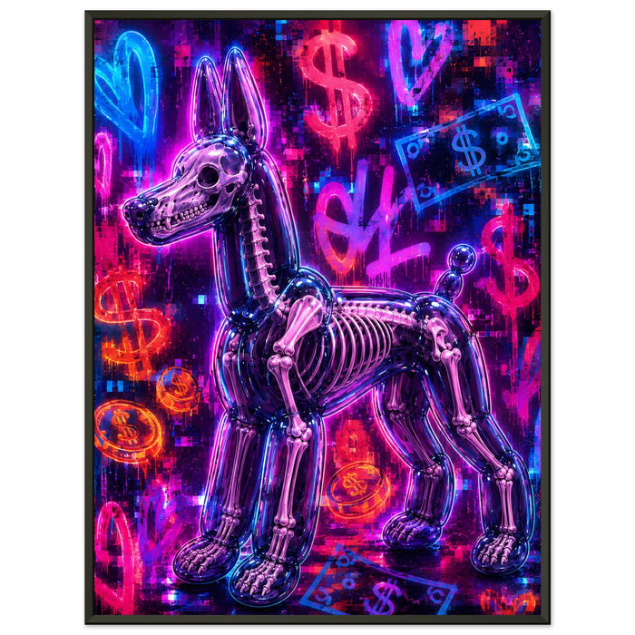 ICON BALLOON DOG – Neon Violet – Gerahmtes Poster (Metallrahmen)