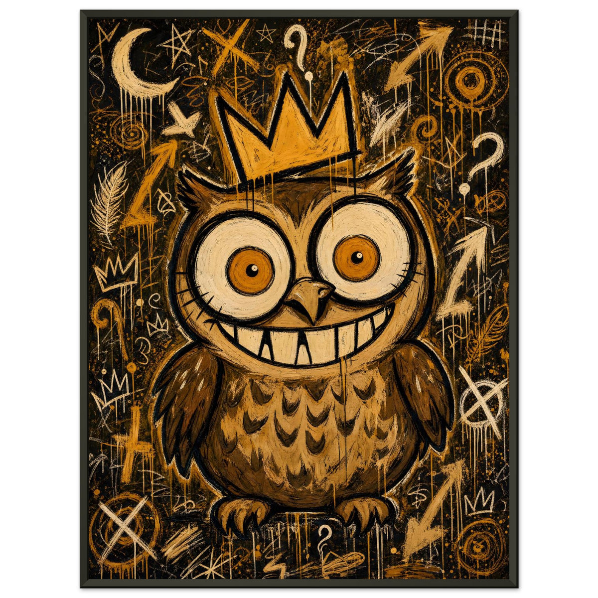 Vintage Brown – ICON OWL – Gerahmtes Poster (Metallrahmen)