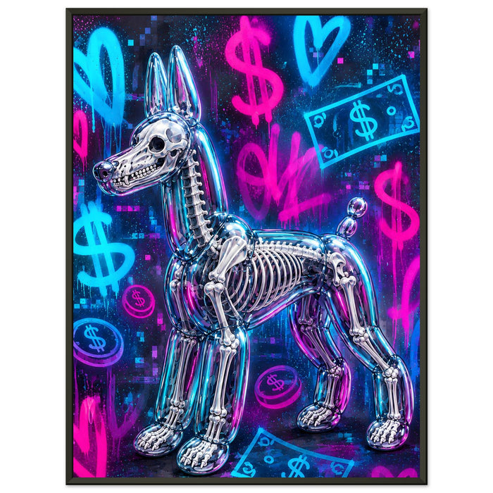 ICON BALLOON DOG – Chrome Silver – Gerahmtes Poster (Metallrahmen)