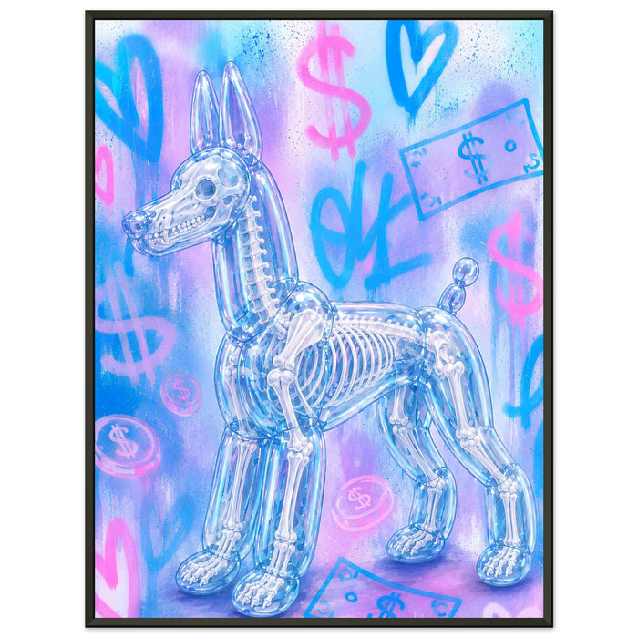 ICON BALLOON DOG – Crystal White – Gerahmtes Poster (Metallrahmen)