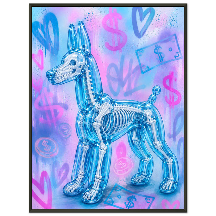 ICON BALLOON DOG – Iced Blue – Gerahmtes Poster (Metallrahmen)