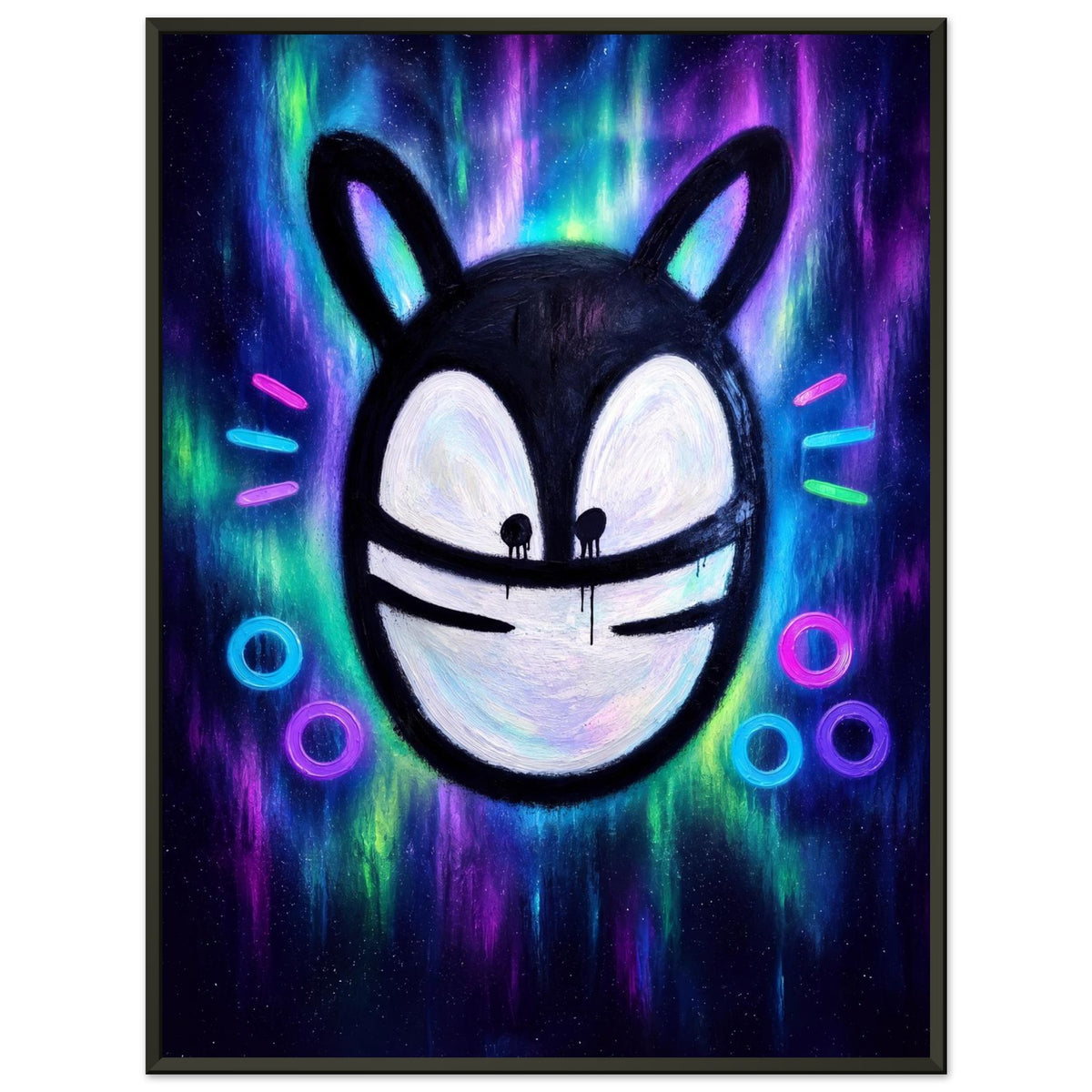 Aurora Neon – ICON CAT – Gerahmtes Poster (Metallrahmen)