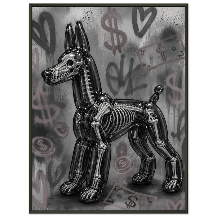 ICON BALLOON DOG – Mono Black – Gerahmtes Poster (Metallrahmen)