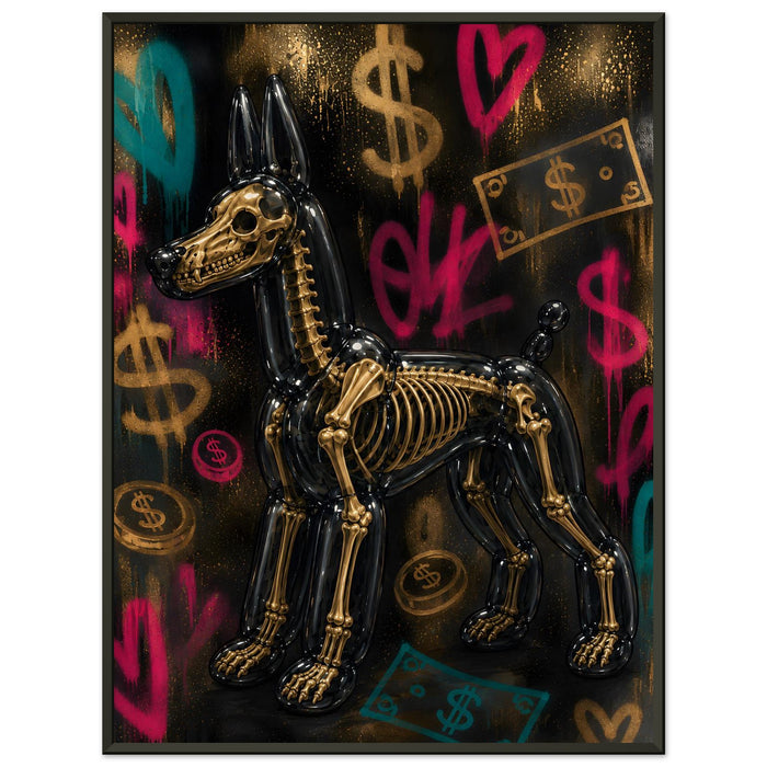 ICON BALLOON DOG – Golden Bones – Gerahmtes Poster (Metallrahmen)