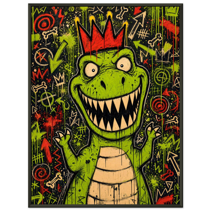Acid Green – ICON DINO – Gerahmtes Poster (Metallrahmen)